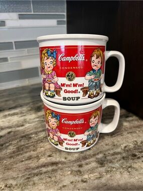 VTG 1993 Campbell's Soup Mugs Westwood Kids Pair Set of 2
